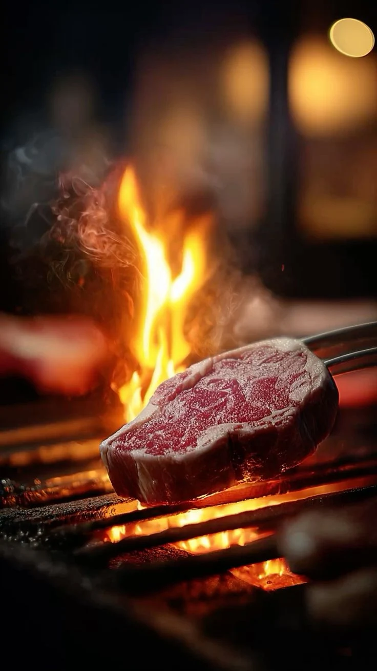Beef cut on the grill